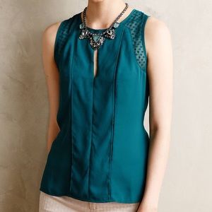 Anthropologie Maeve Lace Panel Tank in Green